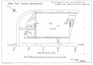 Map showing the two lots of the Sports and Social Club offered for sale in 1937